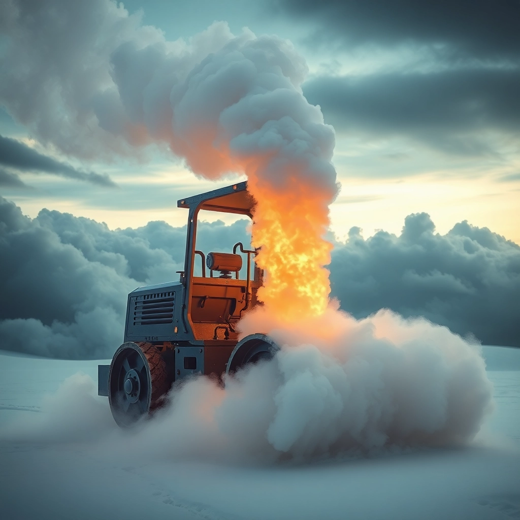 Steamroller that rolls clouds