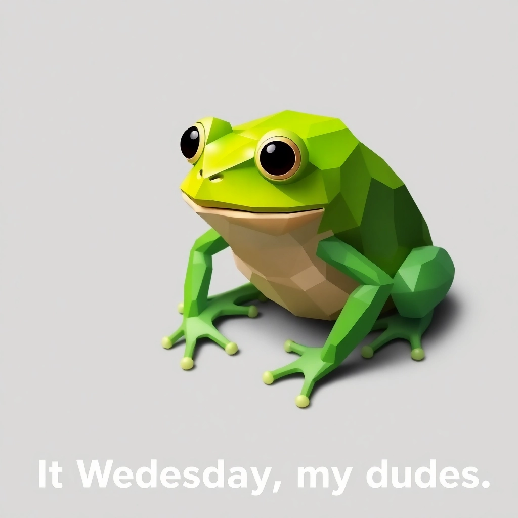 low polygon frog saying 