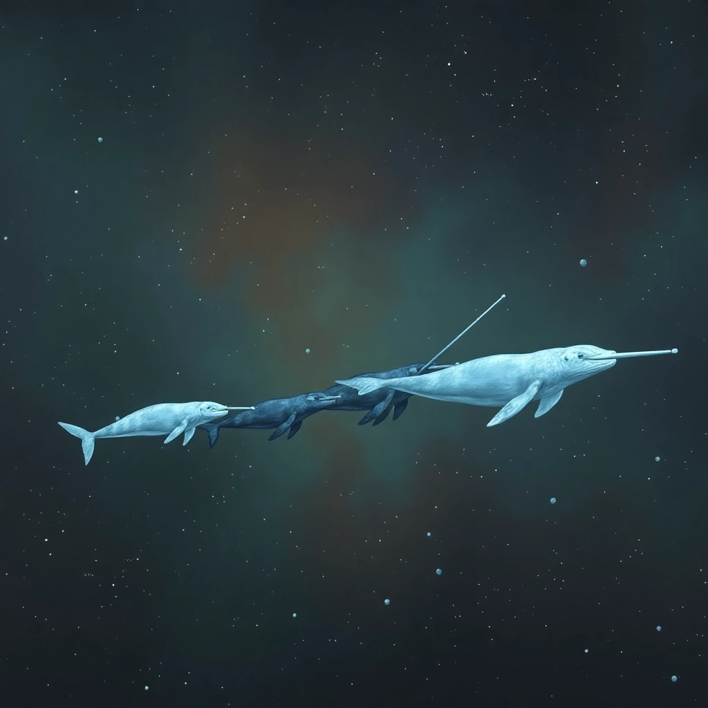 Evolution of narwhals with mutations through space