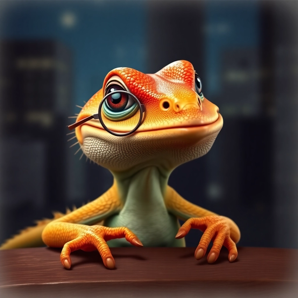 the next great late night host: a lizard with a monocle, photorealistic