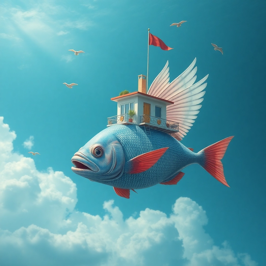 Penthouse of fish with wings