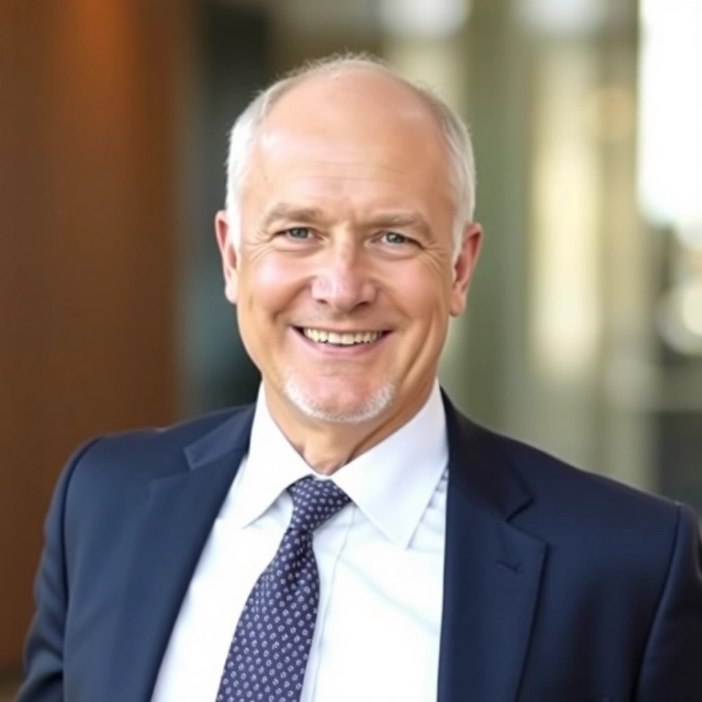 Bland white guy, suit and tie, smiling