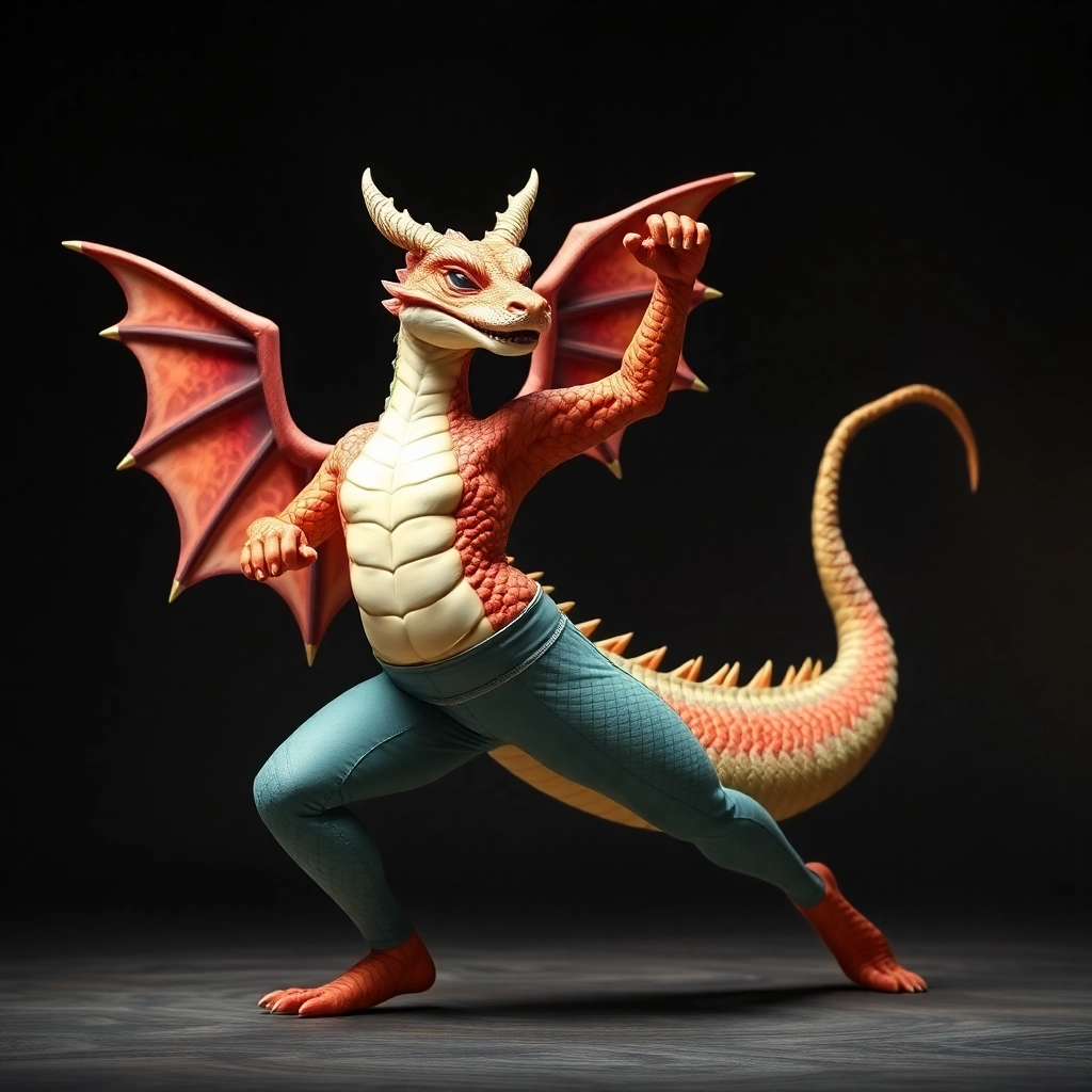 dragon doing jazzercise, yoga pants