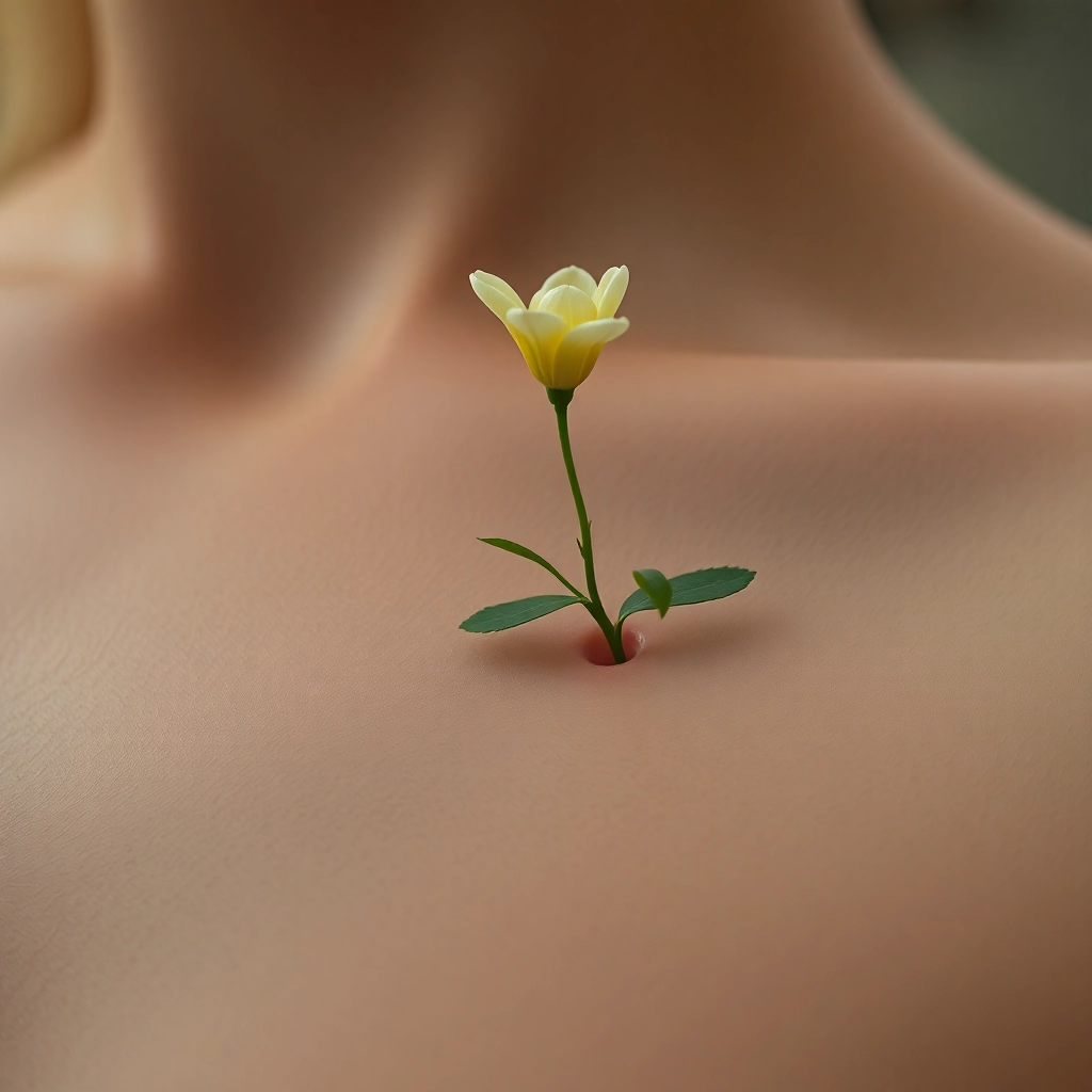 A flower growing out of your skin, delicately emerging