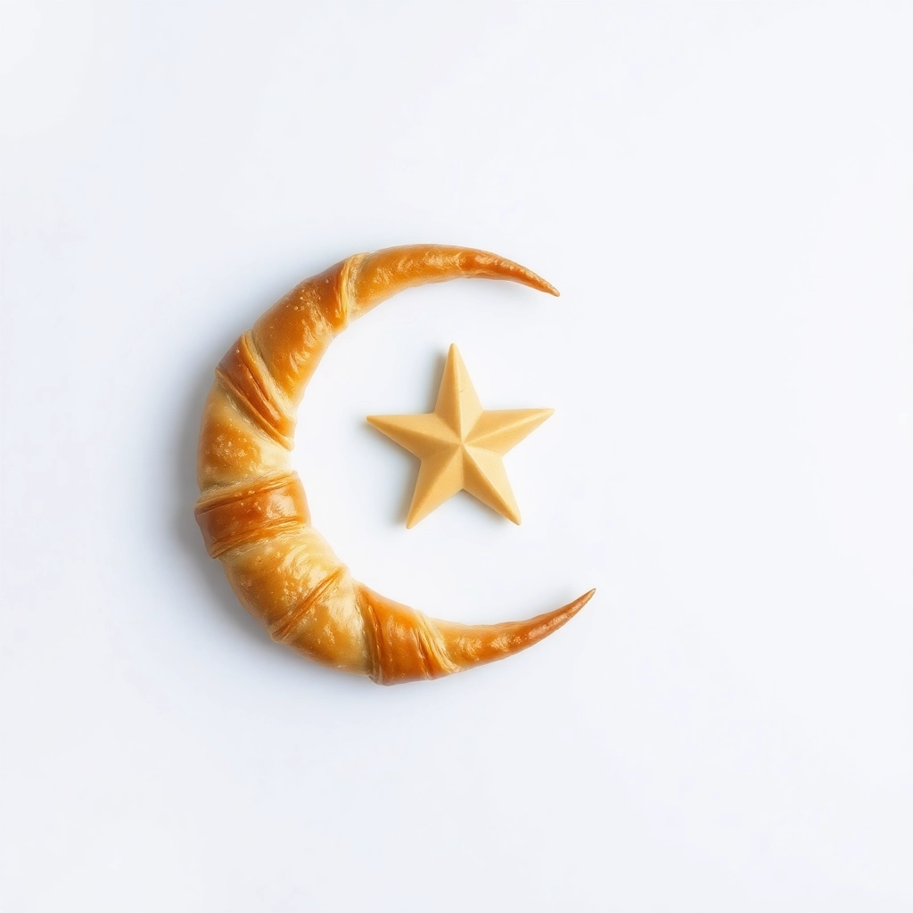 islamic star and crescent, but made out of croissant