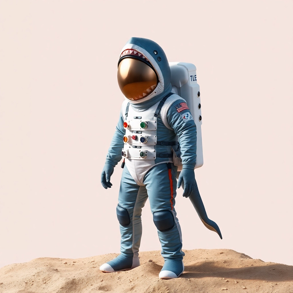 Astronaut suit that looks like a shark