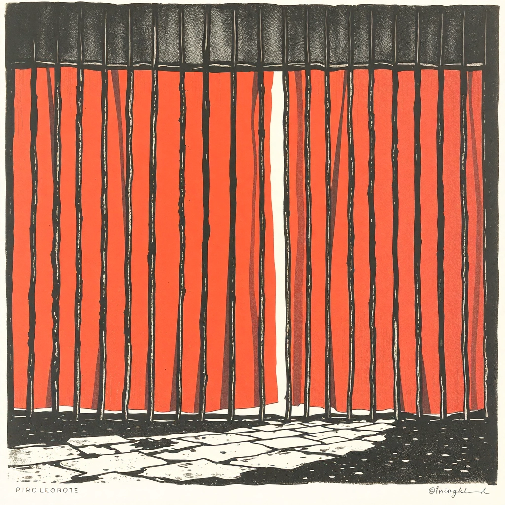 The iron curtain, lithograph