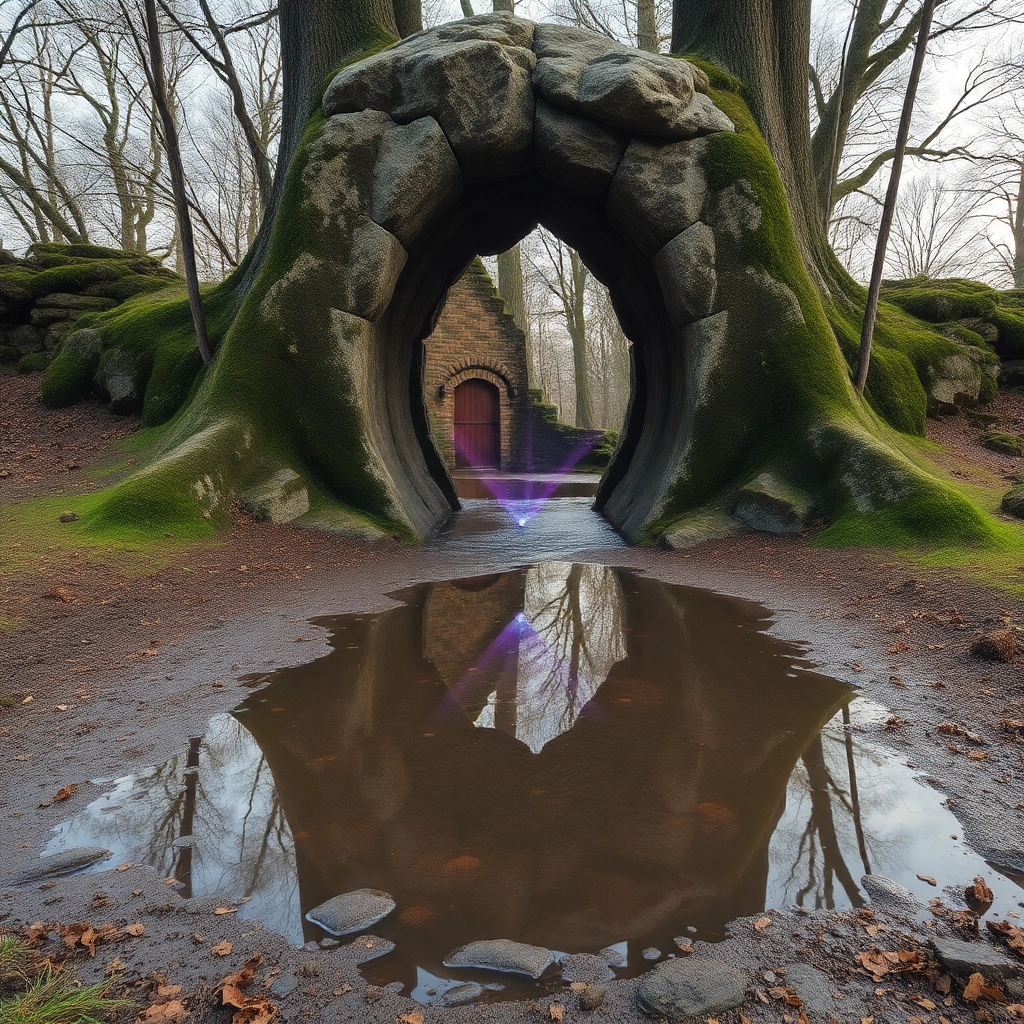 Puddle as magic portal