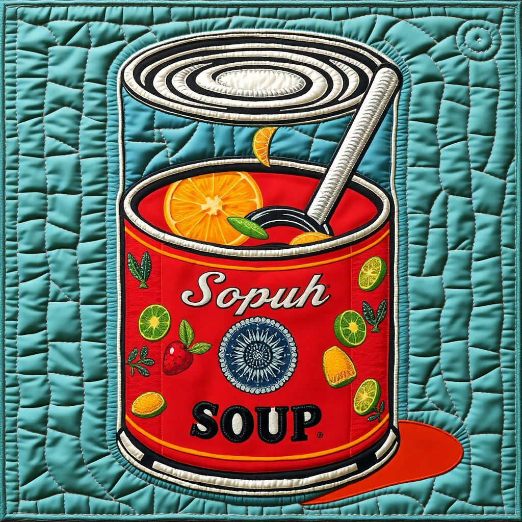 Quilted pop art can of soup