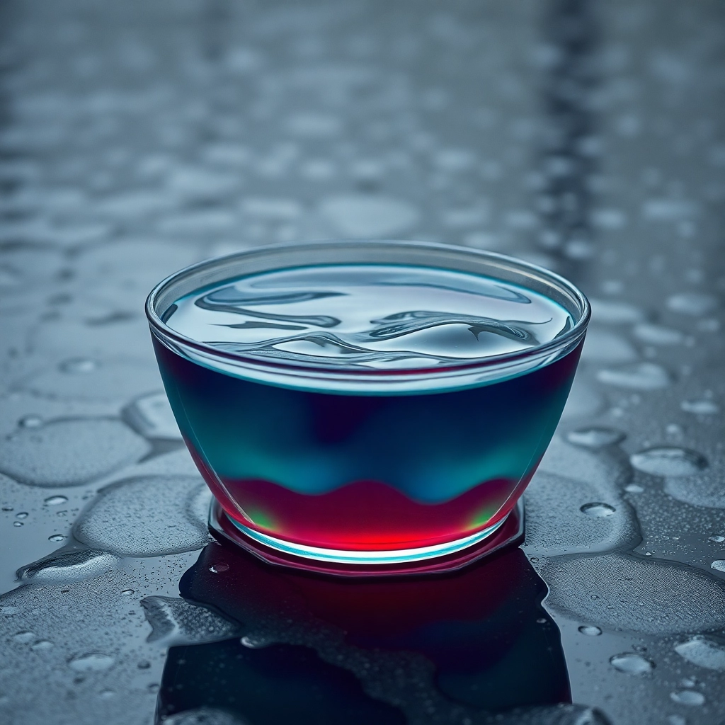 A bowl of jello sitting in the acid rain