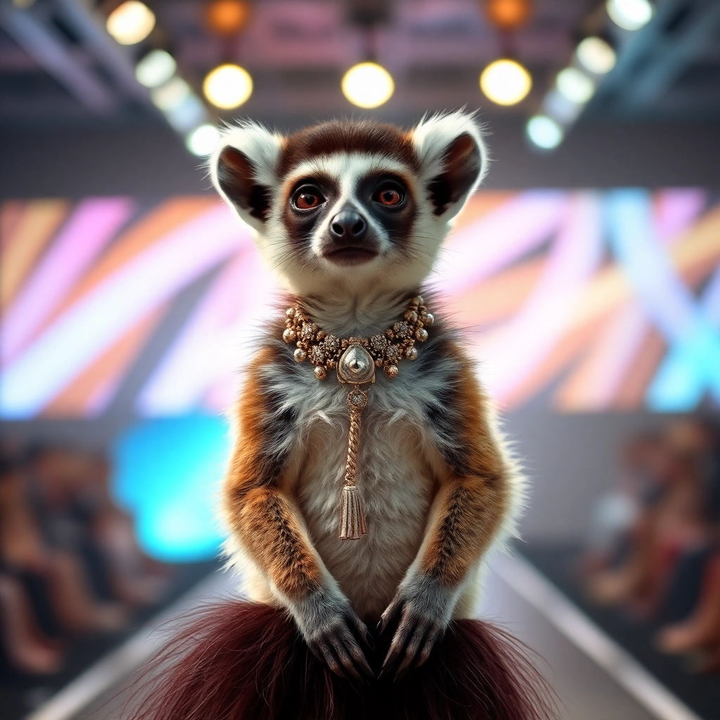 runway fashion week for lemurs, haute couture