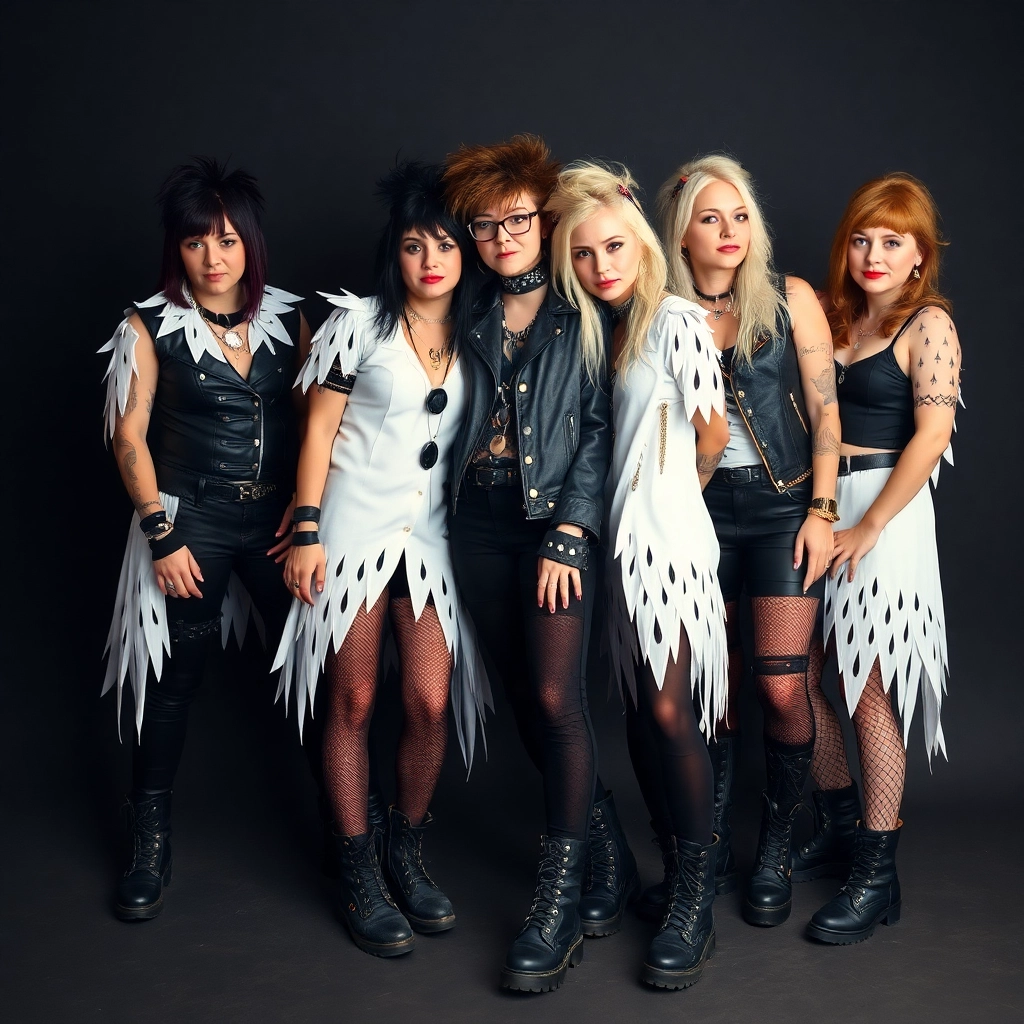 Punk dressed in pigeon-styled clothing, piercings, studded leather, combat boots