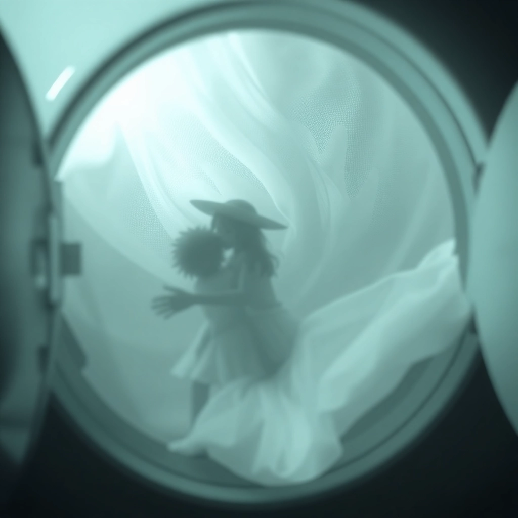 Lint from the laundry dryer, looks like Romeo and Juliet