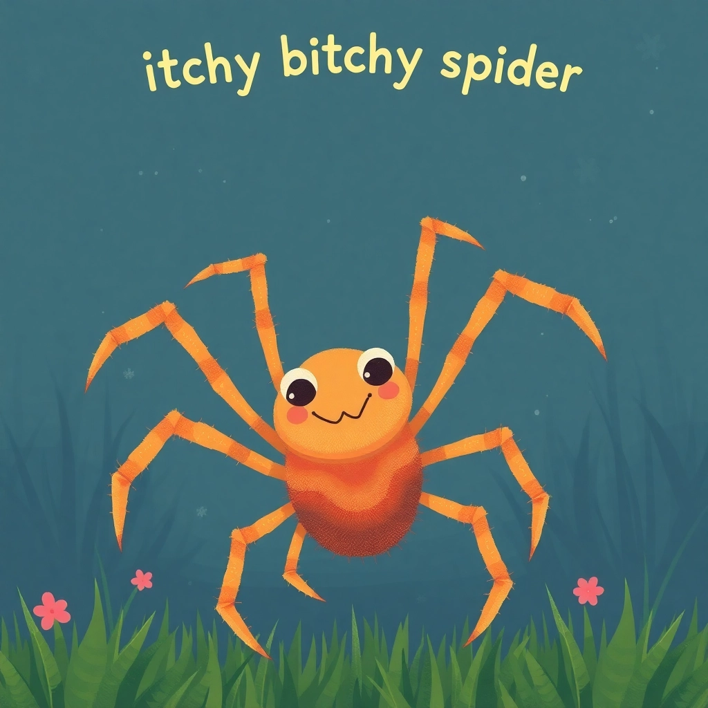 itchy bitchy spider, illustrated nursery rhyme