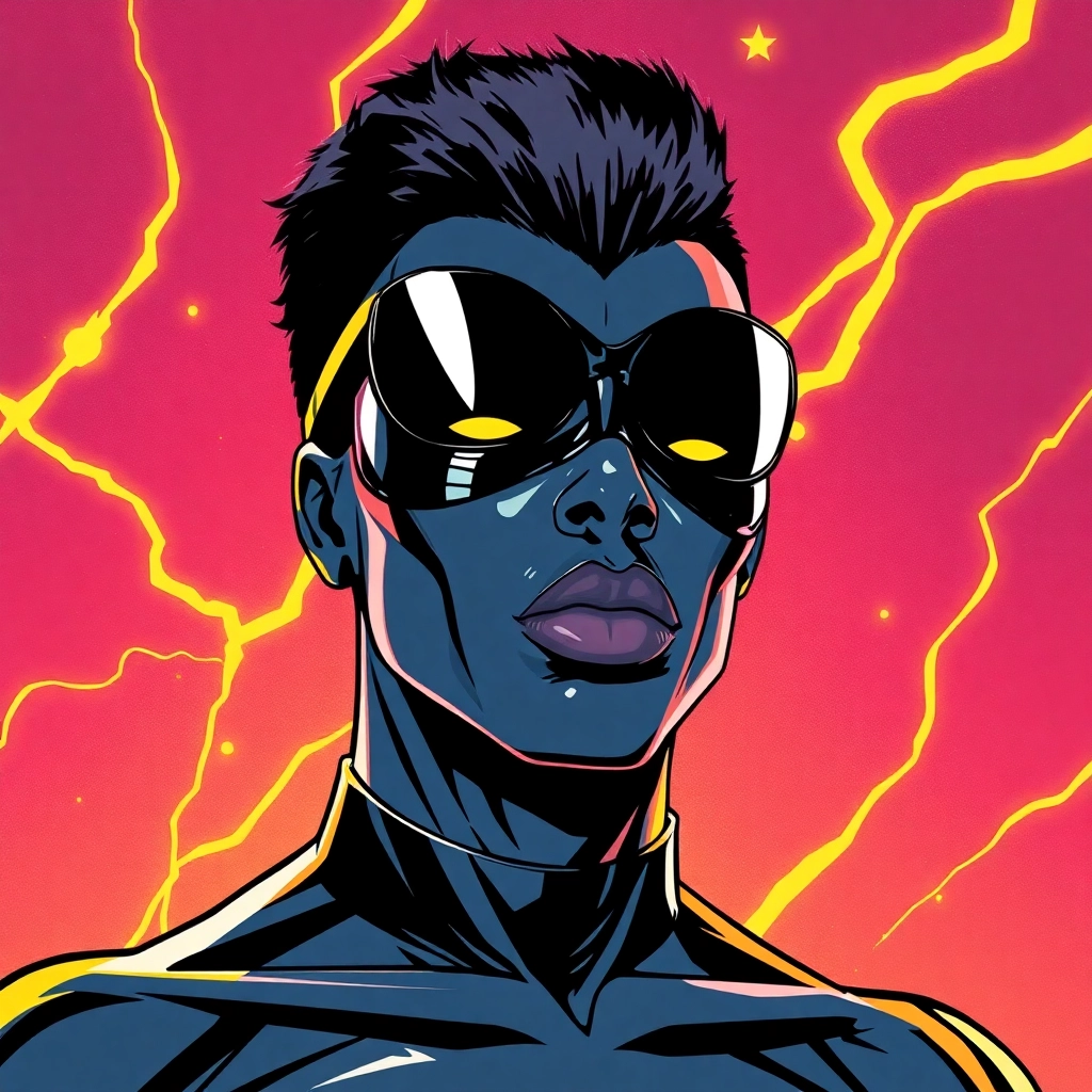 Grace Jones superhero, style of Todd Mcfarlane, golden age