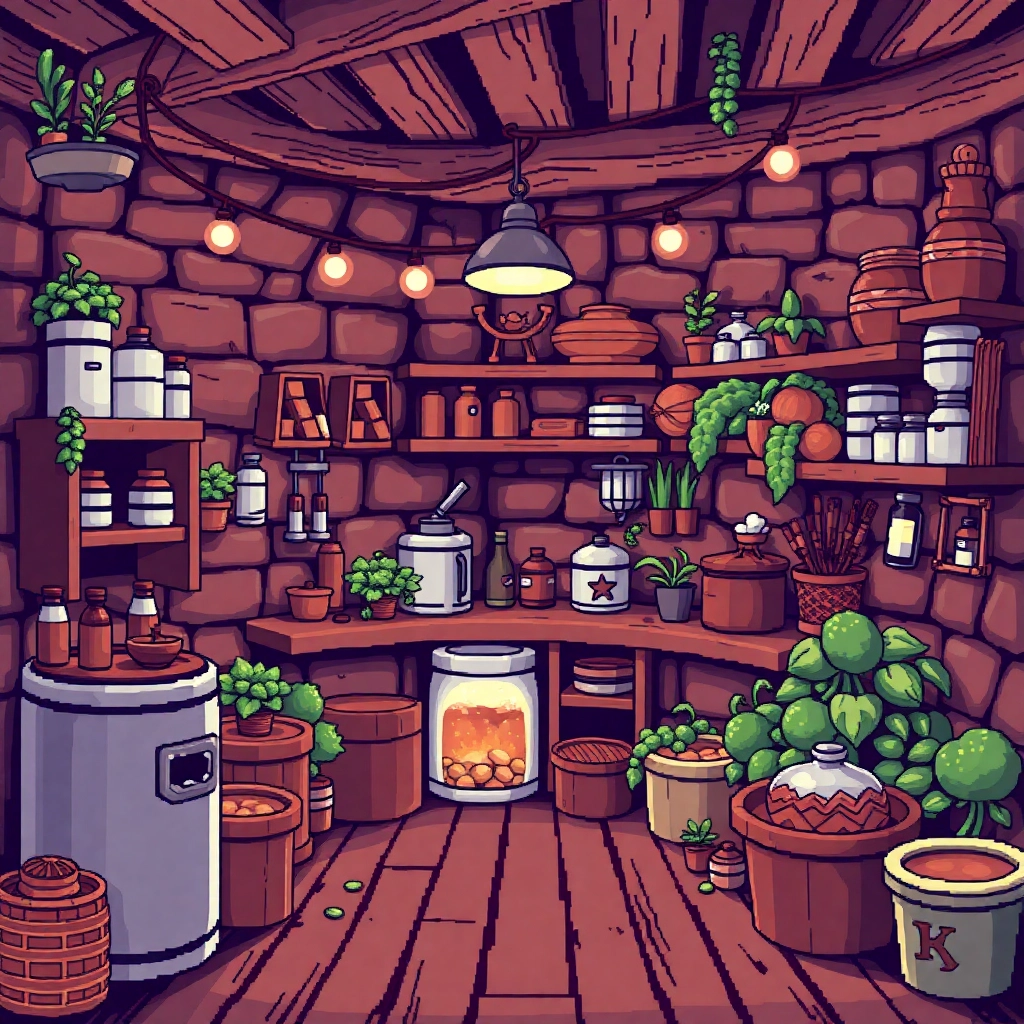 the fermentation corner, cottagecore, 8bit