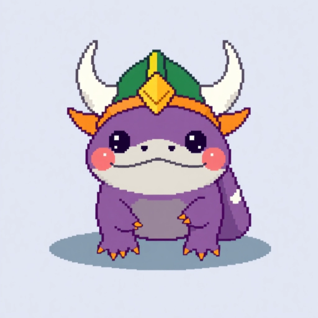 Cute axolotl as a Minnesota Viking, pixel art