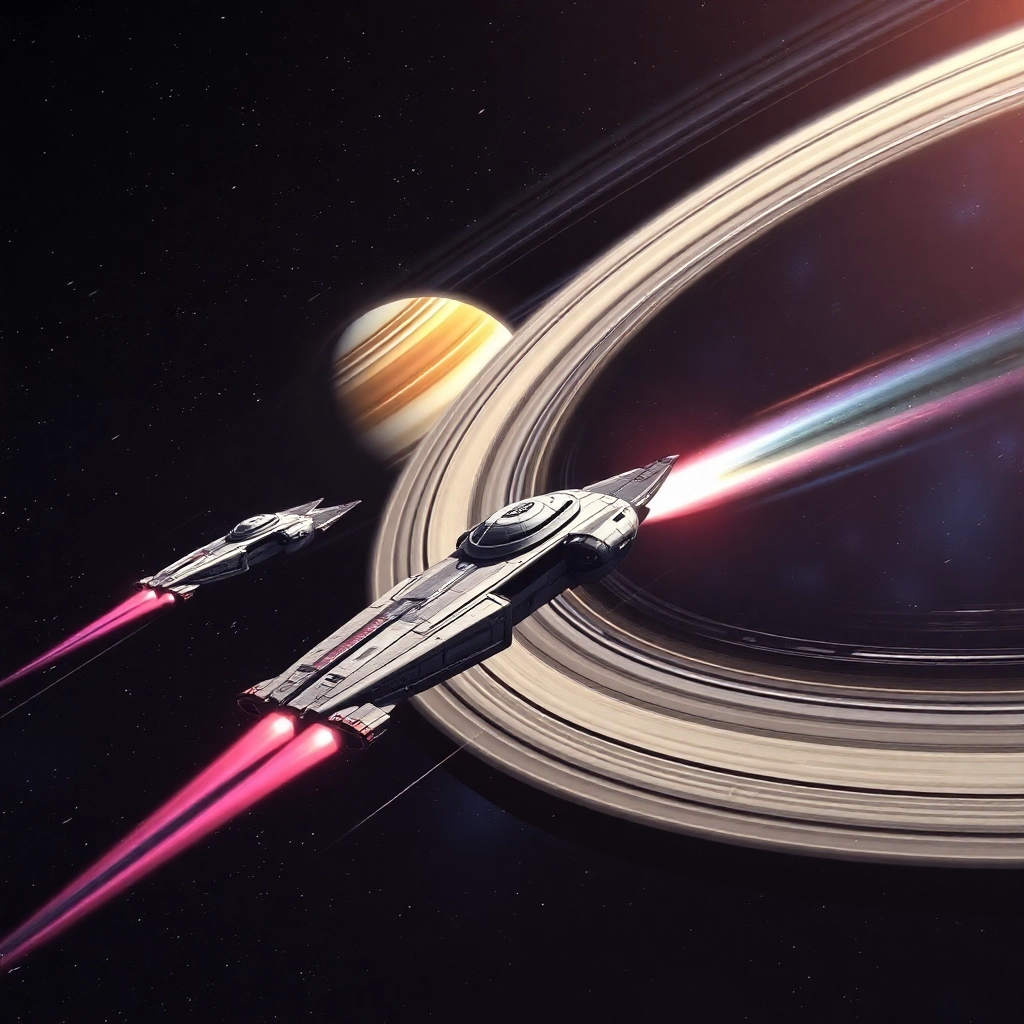 drag racing spaceships on the rings of saturn